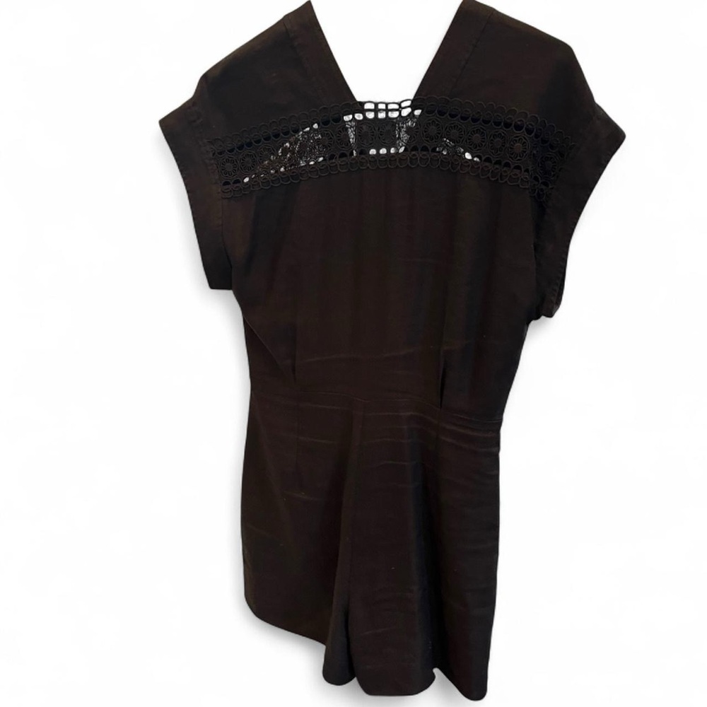 Sandro nyane guipure lace trimmed twill playsuit romper black S summer - Picture 6 of 13